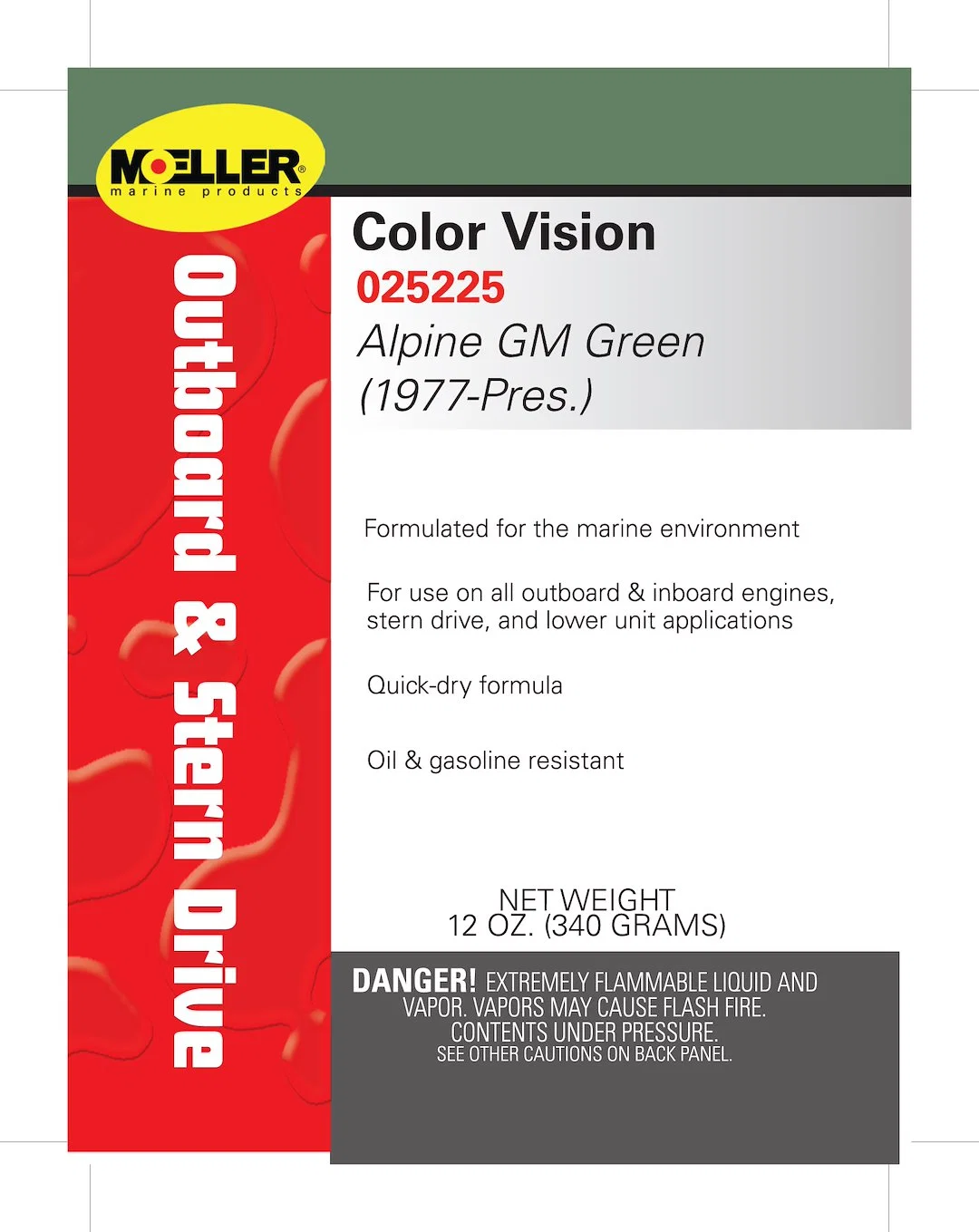 025225 – MOELLER Engine Paint, For Use On All Outboard And Inboard Engines/ Stern Drive And Lower Unit Applications G...